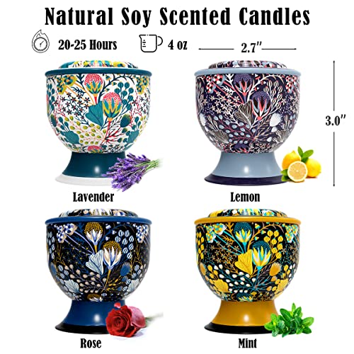 Home Aromatherapy Candle Set, Women's Aromatherapy Candle Birthday Gift Set, 4 Pack 4 oz 120 Hour Long Lasting Soy Candle Gift