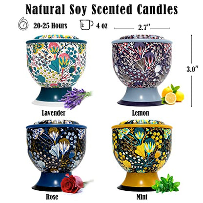 Home Aromatherapy Candle Set, Women's Aromatherapy Candle Birthday Gift Set, 4 Pack 4 oz 120 Hour Long Lasting Soy Candle Gift