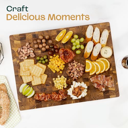 Yes4All Large Teak Cutting Board, End Grain Chopping Board, 20"x 15"x 1.5" - size: 20"L x 15"W, style: Teak