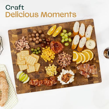 Yes4All Large Teak Cutting Board, End Grain Chopping Board, 20"x 15"x 1.5" - size: 20"L x 15"W, style: Teak