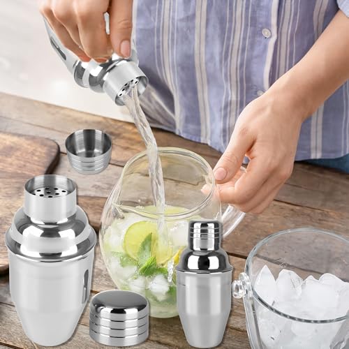 10 Pcs Bar Cocktail Shaker Professional Stainless Steel Cocktail Mixer Built-in Strainer for Home Bar Party Drink Mixing Tool (8 oz/ 18.6 oz) - size: 8 oz/ 18.6 oz