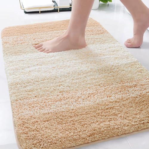 Arotive Microfiber Bathroom Rugs, Shaggy Soft Absorbent Bath Rug, 34x21 | Beige, Rubber Backing Thick Plush Machine Washable Dry Bath Mats for Bathroom, Tub and Shower, Rectangular - color: Beige, size: 34" X 21"