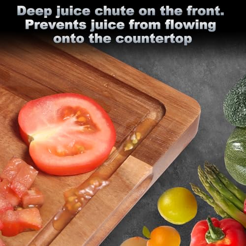 Wood Cutting Boards Set of 3 for Kitchen, Large Wooden Cutting Board with Juice Groove, Charcuterie Board, Chopping Board for Meat, Cheese, Fruits, and Vegetables - size: Medium