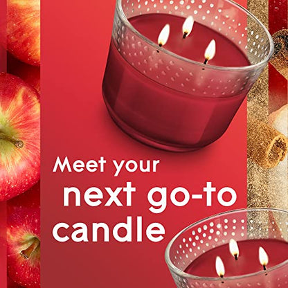 Glade Candle Apple Cinnamon, Fragrance Infused with Essential Oils, Air Freshener Candle, 3-Wick, 6.8 Oz