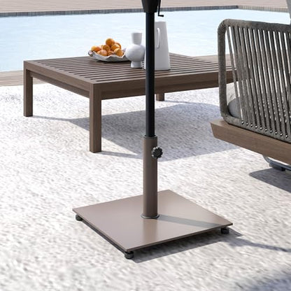 Outsunny Flat Patio Umbrella Base 29 lbs for 1.5"/1.9" Poles Brown | Square Metal Patio Umbrella Stand Base Holder, Adjustable Foot Pads, Heavy Duty, Outdoor Lawn Poolside - color: Brown