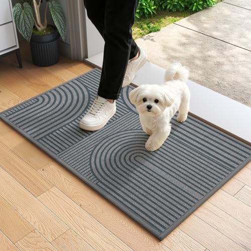 Door Mat Indoor Entrance Front Entry Mats,17''x30'',Grey | Absorbent Dirt Resist Non Slip Indoor Low-Profile Welcome Mats for Kitchen,Living Room,Laundry Room - color: A Mountain Grey, size: 17''x30''