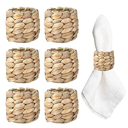 APTWOW Farmhouse Napkin Rings, Hand-Woven Napkin Rings for Table Decor, Fall Rustic Napkins Rings, Napkin Holder Buckles for Holiday Party, Easter, Birthday, Thanksgiving, Christmas - size: 6