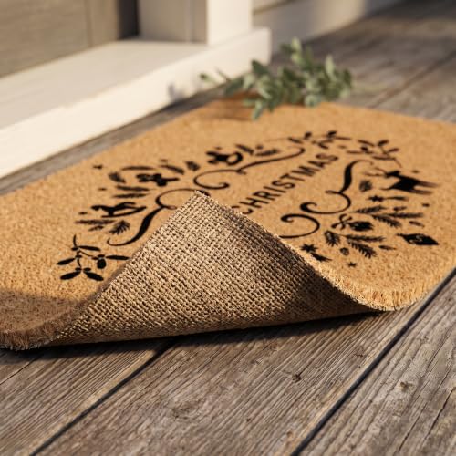 Merry Christmas Doormat | Natural Coconut Coir, Non-Slip | Outdoor Welcome Mat with Festive Holiday Design - color: Merry Christmas