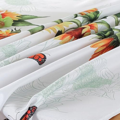 SASTYBALE Sunflower Tablecloth, White, 60x120 Inch Rectangle | Polyester, Spill-Proof, Dust-Proof, Wrinkle-Free, Spring Summer Garden Parties - color: Sunflowers, size: 120" x 60" (Rectangular)