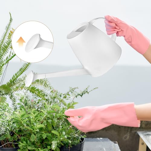 Plastic Watering Can - for Indoor and Outdoor House Plant Garden - with Long Spout - 1/2 Gallon - White - color: White