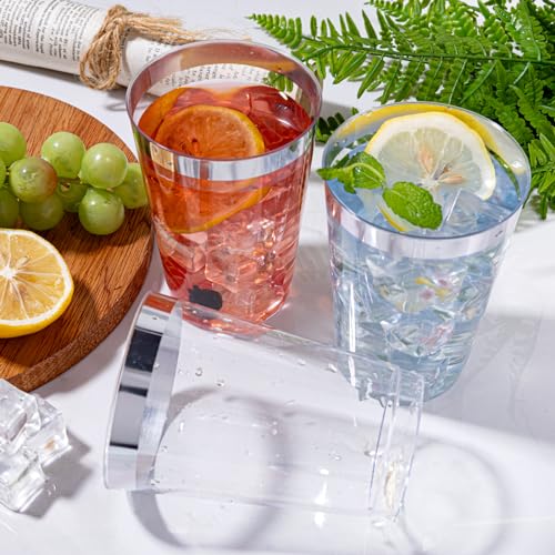 I00000 200 Pack 12 oz Silver Plastic Cups, Premium Silver Disposable Cups | BPA-Free, Heavy Duty, Everyday Use, Bulk Catering, Wine Glasses, Cocktail Glasses, Silver Cups Perfect for Party & Wedding - color: 12-Silver-200