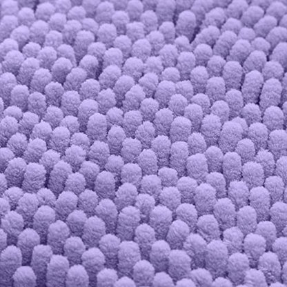 HOMEIDEAS 3 Pieces Bathroom Rugs, Ultra Soft Non Slip Absorbent Chenille Toilet Bath Mat Set (Lavender) - color: Purple-lavender, size: 17"x24"+20"x32"+U Shape 20"x24"