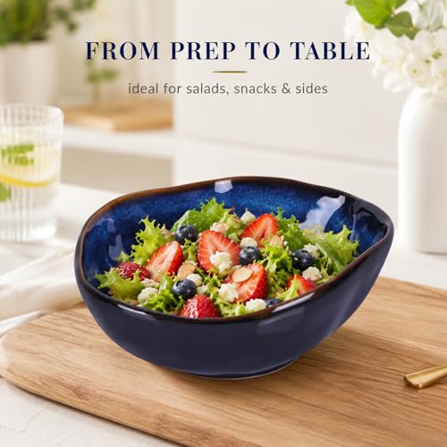 8" Blue Ceramic Decorative Bowl, Ceramic Fruit Bowl, Key Bowl for Entryway Table, Candy Dishes, Fruit Bowl for Kitchen Counter, Blue Small Jewelry Trinket Dish for Bedroom, Bedside Table, Living Room - size: 8in