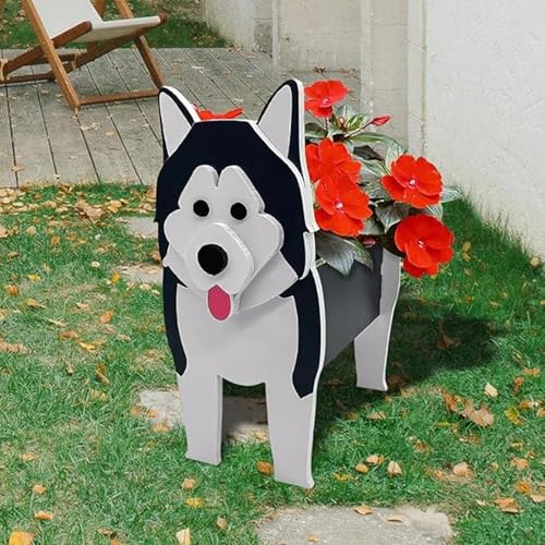 Alaskan Malamute Pet Dog Animal Bonsai Holder Cute Shape Art Plant Storage Pot Villa Garden Indoor Outdoor Office Decor Ornaments 34 * 24cm/13.38 * 9.69in - color: Alaskan Malamute, size: 34*24cm/13.38*9.69in