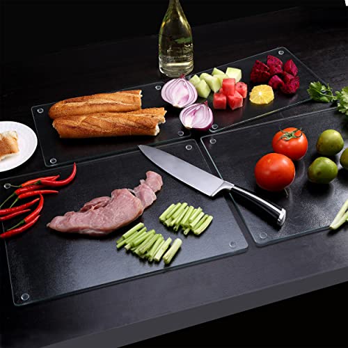 Murrey Home Glass Cutting Board for Kitchen Counter, Tempered Glass Chopping Boards Dishwasher Safe, Small Clear Countertop Tray, Scratch Resistant, Heat Resistant, Non Toxic, Frosted, 20"x16" - color: Textured Clear, size: 19.7"L x 15.7"W