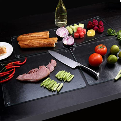 Murrey Home Glass Cutting Board for Kitchen Counter, Tempered Glass Chopping Boards Dishwasher Safe, Small Clear Countertop Tray, Scratch Resistant, Heat Resistant, Non Toxic, Frosted, 20"x16" - color: Textured Clear, size: 19.7"L x 15.7"W