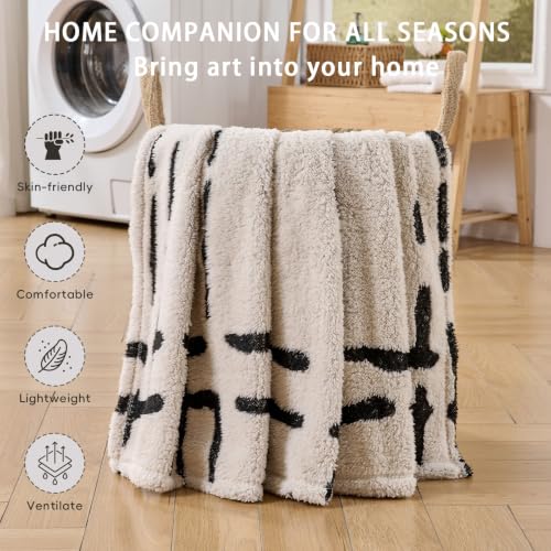 Minimalist Throw Blanket-Cozy Soft Lightweight Fuzzy Throw Blanket for Sofa, Couch, Bed & Chair,White, 50" x 60" - color: White