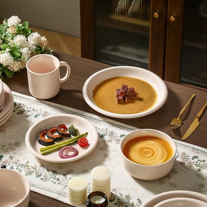 GZG 6-Inch Ceramic Cereal Bowls Set of 4, Cream Mist | Rustic Matte Glazed Stoneware, For Cereal, Soup, Salad & Snacks, 30 oz Capacity, Microwave & Dishwasher Safe - color: Cream Mist, size: 4 pcs Bowl Set