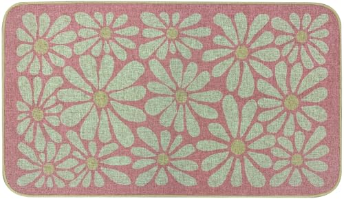 SHIYUE Spring Pink Floral Decorative Doormat, Seasonal Summer Low-Profile Switch Rug Door Mat Floor Mat for Indoor Outdoor 17x29 Inch SYCH04 - color: Pink Flower