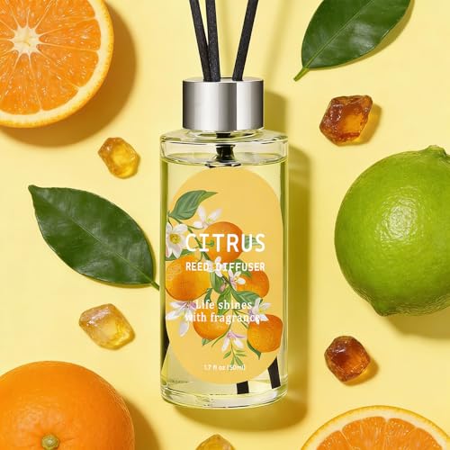 Reed Diffuser Set, Eucalyptus, Linen, Citrus, Oil Diffusers with 15 Reeds | 1.7 fl oz Each, Long-Lasting Home Fragrance for Bedroom, Bathroom Decor, 3 Pack, Total 5.1 oz