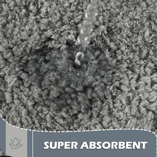 Gray Bathroom Rug Set 2 Piece Bath Mat 21x34'' &U Shape Toilet Rug 21x21'' | Absorbent,Washable,Non Slip Bathroom Rugs Sets,Contour Mat for Toilet - color: Grey