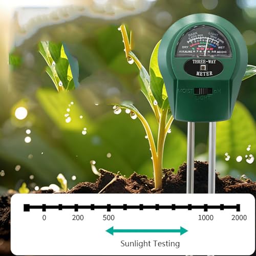 Soil Meters,Soil Test Kit, 3-in-1 Soil Moisture Tester, Soil PH Sunlight Meter for Plants Garden Lawn Farm Indoor Outdoor Use