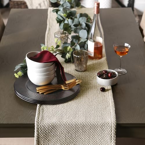 DII Woven Basics Collection 100% Cotton Knit Table Runner, 15x72, Stone - color: Stone, size: 15x72"