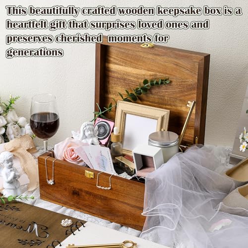 Large Wooden Wedding Keepsake Box with Lid,Heart | 12 x 9 x 5.5 Inch Memory Storage, Engagement Gift for Couples Newlyweds, Bridal Shower Organizer, Photo Jewelry Holder - style: Heart