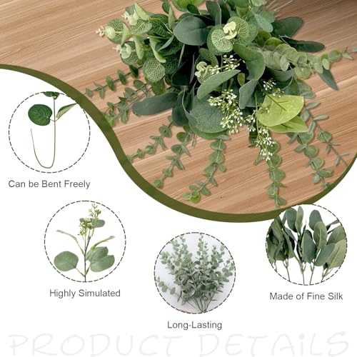 30 Pcs Eucalyptus Stems Bulk, 4 Kinds Mixed Artificial Silver Dollar Eucalyptus Greenery Branches for Wedding Centerpieces, Floral Arrangements, Vase Bouquet Home Decor