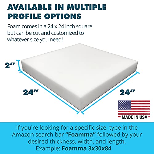Foamma High Density Upholstery Foam, 2" x 24" x 24" 4-Pack - Couch Cushion Foam Replacement Pad, High Density Pad for Seats, Pillows, Chairs, and Craft Projects - color: High Density, size: 2" x 24" x 24", style: 4 Pack