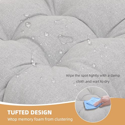 RACE LEAF Indoor Chair Cushions 4 Pack, Tufted Memory Foam Dining Room Chair Pads with Ties and Non-Slip Backing, Kitchen Seat Cushions 15.5" X 15.5" Light Gray - color: Light Gray