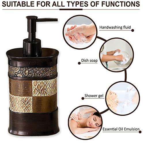 Zahari Home Zambia Stylish Soap Dispenser Modern Classic Luxury Decor Animal Print Western Design Lotion Pump - color: Brown