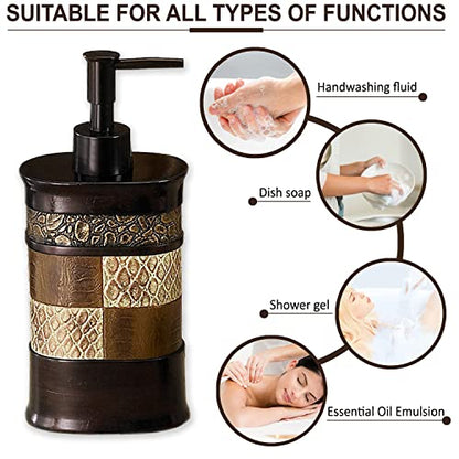 Zahari Home Zambia Stylish Soap Dispenser Modern Classic Luxury Decor Animal Print Western Design Lotion Pump - color: Brown