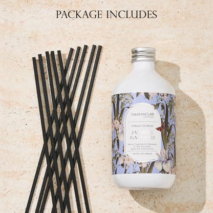 M&SENSE Reed Diffuser Set, Jasmine Garland, 17oz Natural Essential Oil | Non-Toxic Organic, Long-Lasting Fragrance, Ideal for Bathroom, Bedroom, Gifts for Women - color: Jasmine Garland