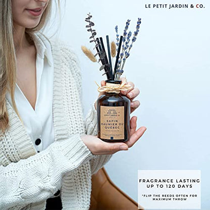 Reed Diffusers - Oil Sticks Diffuser Set with Real Dried Flowers - Reed Diffusers for Home, Bathroom & Office | Air Freshener Fragrance Sticks for Shelf Decor & Gifts by Le Petit Jardin & Co.