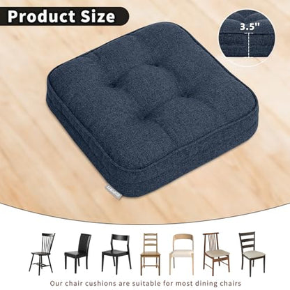 GOFORIT Memory Foam Cushion，Square Seat Cushions for Dining Chairs,Non-Slip Chair Pads with Removable Cover, 16'' x 16'', Dark Blue - color: Dark Blue
