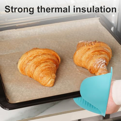 2 PCS Mini Silicone Oven Gloves Heat Resistant Cooking Pinch Mitts Potholder for Kitchen Cooking & Baking (Light Blue) - color: Light Blue