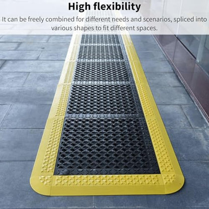 Interlocking Rubber Floor Mats 21”x21” 8 Pack - Open Grid Drainage Tiles, Non-Slip for Deck, Patio, Pool, Garage & Wet Areas - size: 21"x21" Interlocking Mats 8Pcs