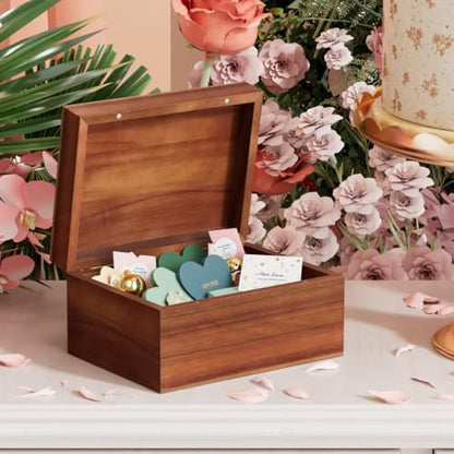 Wooden Keepsake Box, Acacia Memory Box with a Hinged Lid, Wooden Storage box, for Picture Letter Time Capsule - Wooden Gift Boxes (Small) - size: Small