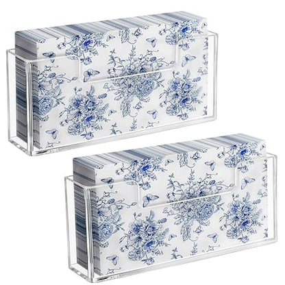 HBlife Acrylic Guest Towel, Paper Napkin Holder for Bathroom - Clear Waterproof Vertical Stand, Disposable Paper Hand Towel Dispenser, Modern Table Tray for Kitchen, Home, Hotel, Office(2 Pack) - color: Clear Guest Towel Holder (2 Pack)