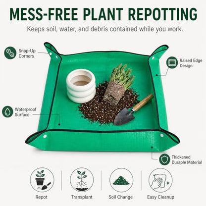 Thickened Waterproof Reusable Garden Mat, 20"X20" Plant Repotting Pad for Soil Changing, Indoor Outdoor Planting, Mess-Free Transplanting Tray, Gardening Gifts for Plant Lovers