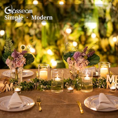 Glasseam Hurricane Glass Candle Holder Set of 6, Cylinder Clear Candle Holders for Pillar Candles, Modern Cylinder Vases for Floating Candles, Vases for Centerpiece Wedding Table Decorations, 6inch | 6inch H, Clear, Pillar Candles Vase, Floating, Flower,
