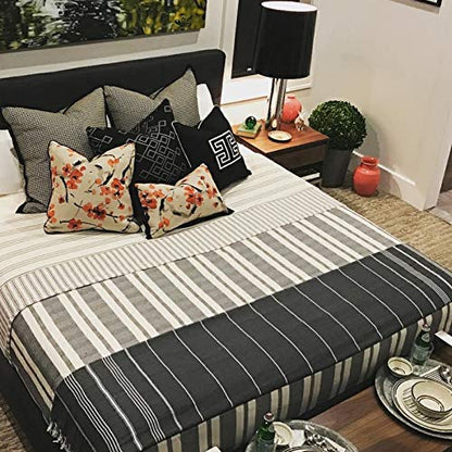 Bersuse Towels Anatolia XL Beach Blanket Throw Blanket Turkish Towel 100% Cotton Extra-Large Quick-Dry Lightweight Premium Peshtemal Towel - 61x82 Inches, Black - color: Black