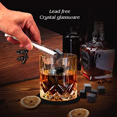 Whiskey Stones Gift Set - DIOXADOP Whiskey Glass Set Gifts for Men, 8 Granite Chilling Whisky Rocks, 2 Crystal Whisky Glasses - Best Gifts for Men Dad Husband Boyfriend Birthday Present - color: Whiskey Chilling Rocks Set