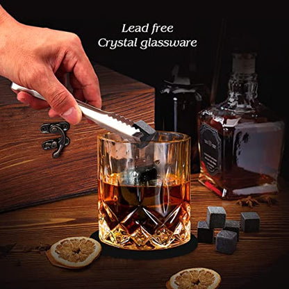 Whiskey Stones Gift Set - DIOXADOP Whiskey Glass Set Gifts for Men, 8 Granite Chilling Whisky Rocks, 2 Crystal Whisky Glasses - Best Gifts for Men Dad Husband Boyfriend Birthday Present - color: Whiskey Chilling Rocks Set