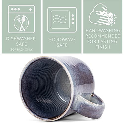 Elanze Designs Glossy Reactive Glaze Large 17 Fluid Ounce Everyday Kitchen Food Grade Ceramic Stoneware Coffee Mug Cup with Comfort Curved Handles, Set of 4, Purple Ombre Blue - color: Purple Ombre Blue