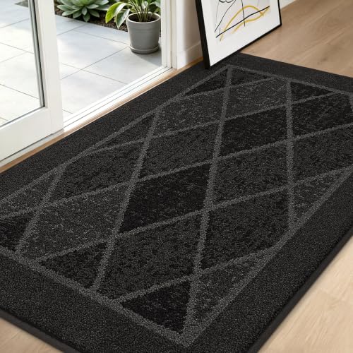 BEQHAUSE Dirt Trapper Door Mats 36" x 60", Non-Slip Washable, Dark Grey | Doormat Indoor Entrance Low-Profile, Dirt Resistant and Absorbent Entryway Rugs Inside Welcome Floor Mat for Front Back Door - color: Dark Grey, size: 36" X 60" (Rectangular)