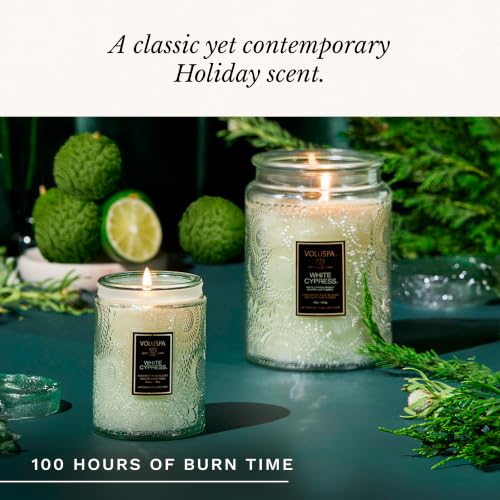 Voluspa White Cypress,Large Candle Jar,18 Ounce,100 Hour Burn Time, & Coconut Wax for Clean Burning,Handcrafted in the USA - color: 17 - White Cypress