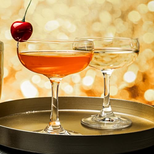 Coupe Champagne and Cocktail Glasses Set of 6, 7 oz | Daiquiri Manhattan Glasses Martini Drinking Set for Parties, Bars and Gifts - size: Set of 6, 7 oz