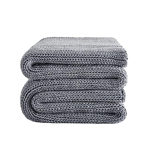 L'AGRATY Knitted Weighted Blanket - 48"x72" 15lbs Cooling Chunky Knit Heavy Blanket for Adults Braided Crochet Throw Thick Cable Yarn Knit Decorative No Beads Evenly Weighted Machine Washable | No Beads Evenly Weighted Machine Washable Chunky Braided Croc